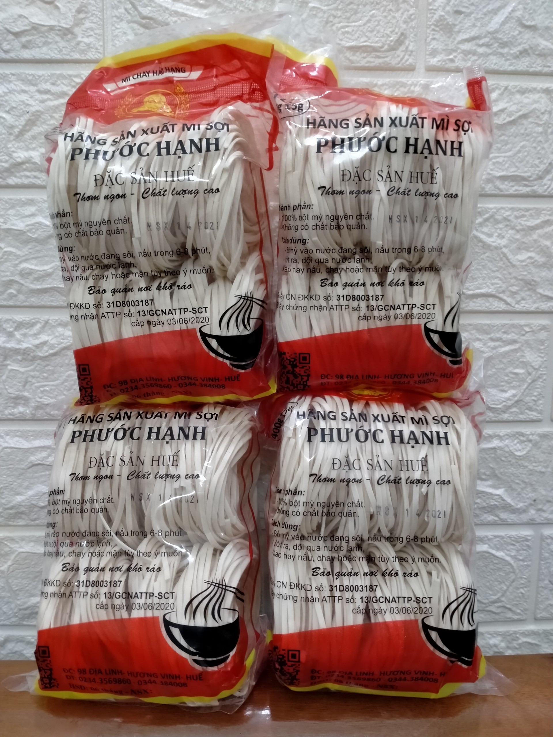 1,2 kg  Mì vắt ( bánh canh khô ) Huế ( 3 gói x 400g phước hạnh )