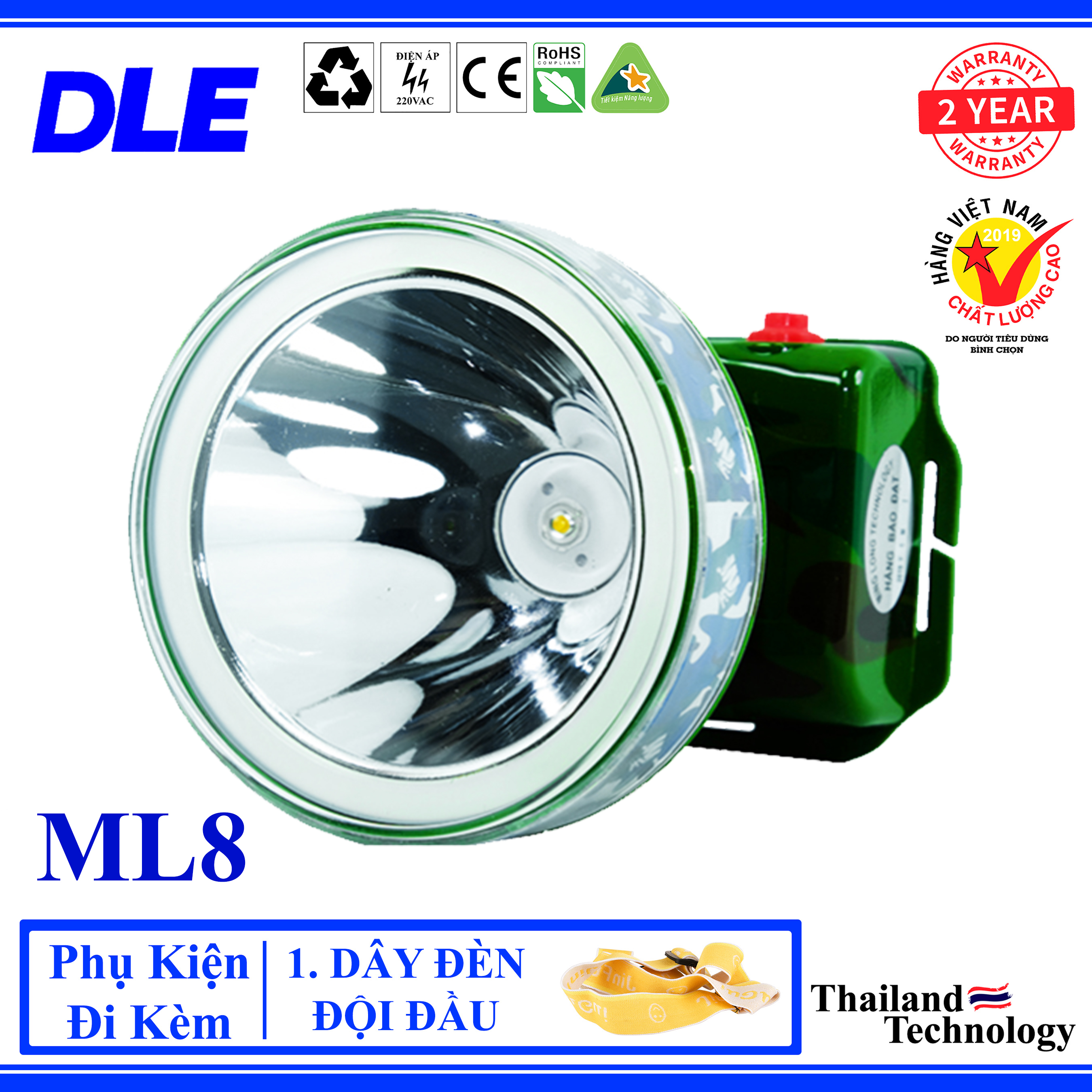 ĐÈN PIN ĐỘI ĐẦU ML8 - 2 CỤC PIN - 18650 mAh - CHỐNG NƯỚC - ĐÈN ĐỘI ĐẦU - ĐÈN ĐEO ĐẦU - ĐÈN SOI ẾCH - ĐÈN ĐEO TRÁN