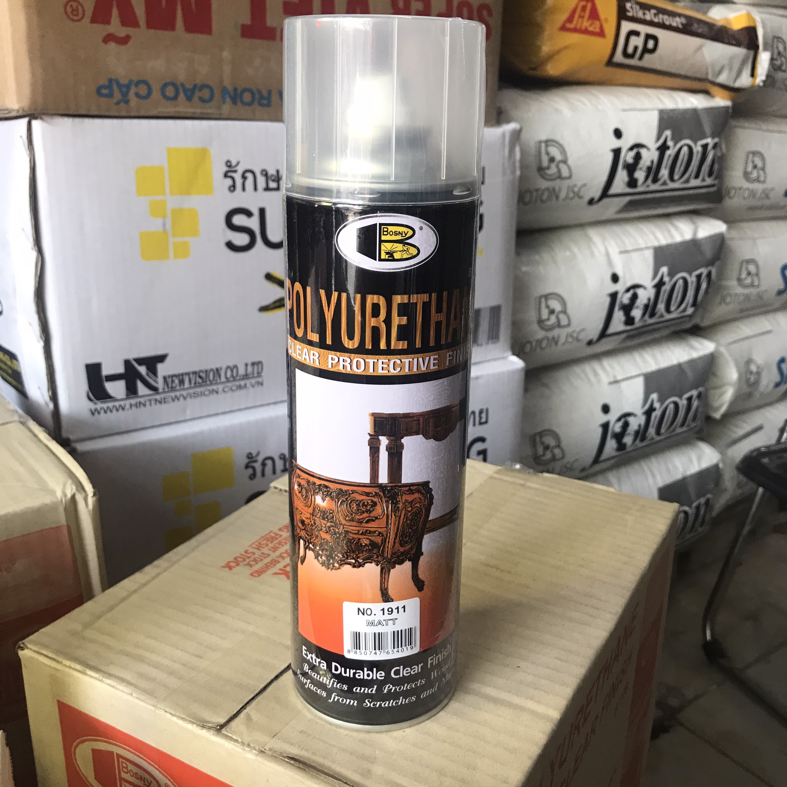 Sơn xịt Bosny Polyurethane (sơn xịt bóng gỗ PU) (có 2 loại: Bóng Gỗ và Mờ Gỗ)