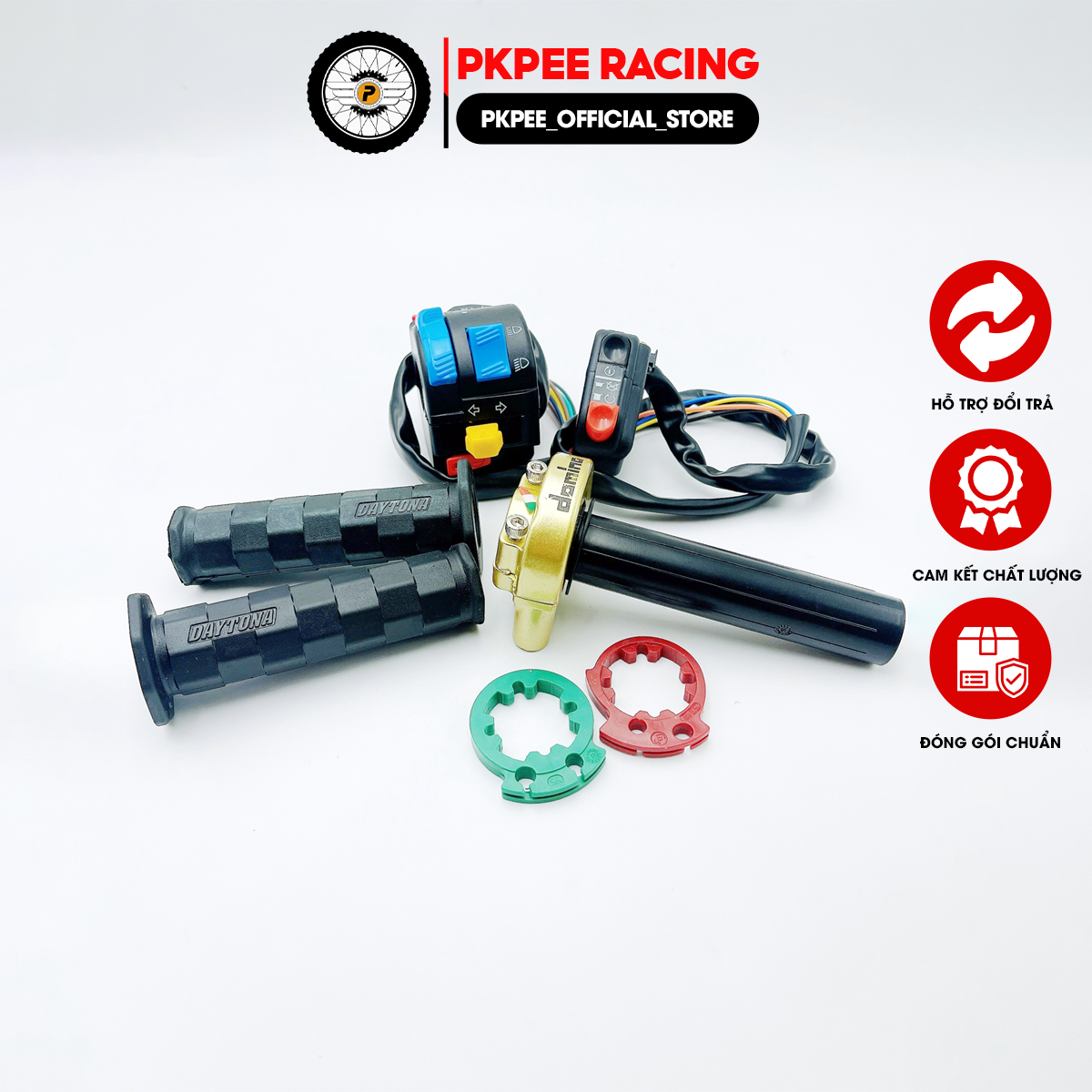 Combo Cùm Công tắc FZ, Cùm Tăng Tốc Domino, Bao Tay Daytona, Kozi, TTR Gắn Được Cho Nhiều Dòng Xe Máy