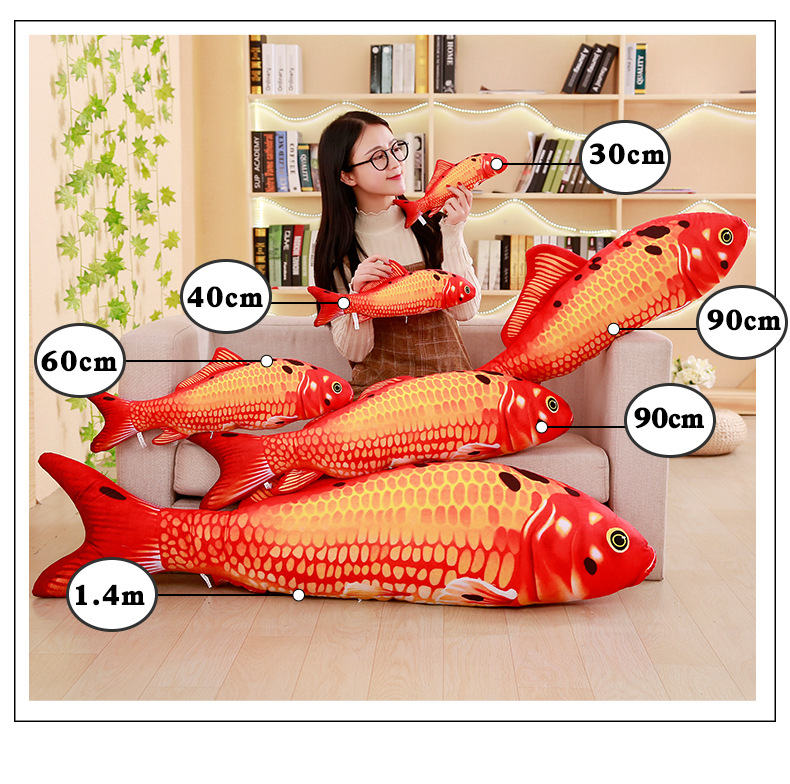 Đồ chơi cá chép 3d nhồi bông gấu bông cá chép 3d 40cm cho bé 1 tuổi mềm mịn giá sỉ