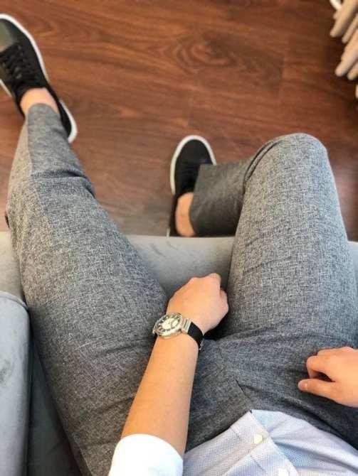 Quần Âu Nam Xám Ngà Quần tây nam dáng côn hàn quốc cực chất