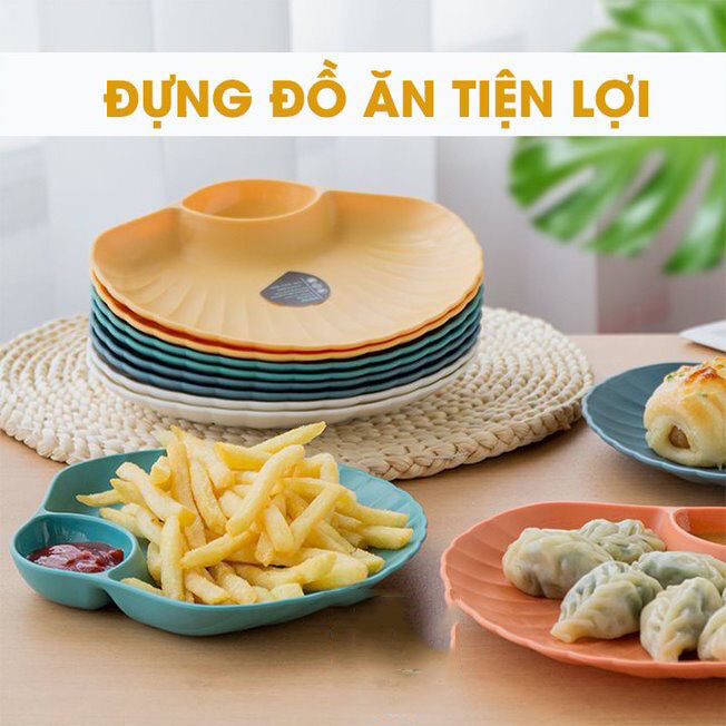 Đĩa  đựng đồ ăn hình vỏ sò đựng hoa quả, trái cây, đồ ăn,Sét 4 cái đĩa nhựa deco bếp