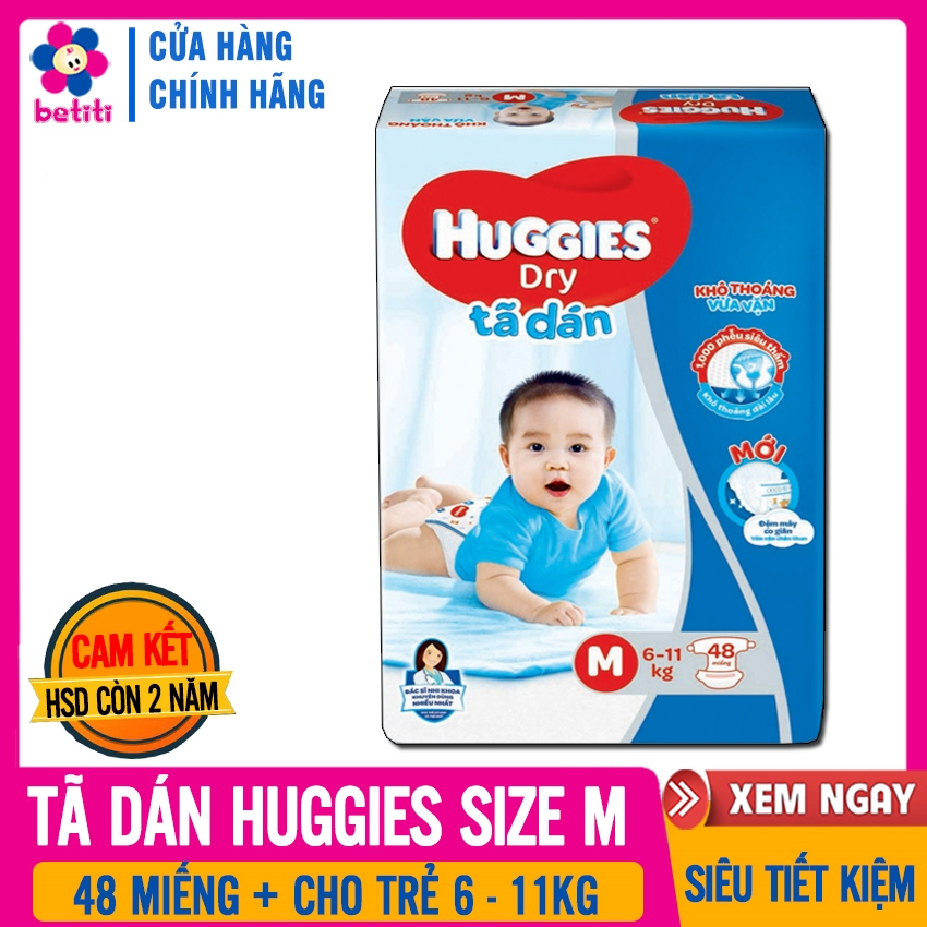 Tã Dán Huggies Size M 46 Miếng Cho Bé 6 - 11kg, Siêu Thấm, Chống Tràn Tốt - Tã Dán Cho Trẻ Sơ Sinh, Tả / Bỉm Dán, Ta/ Bim Dan Cho Be, Bim Dan Huggies, Bỉm Dán Sơ Sinh BETITI - Tả Dán Huggies Size M46