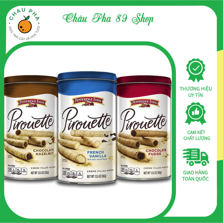 Bánh ống điếu pirouette hiệu pepperridge farm 382g vỏ mỏng, giòn, thơm nồng hương vị hấp dẫn
