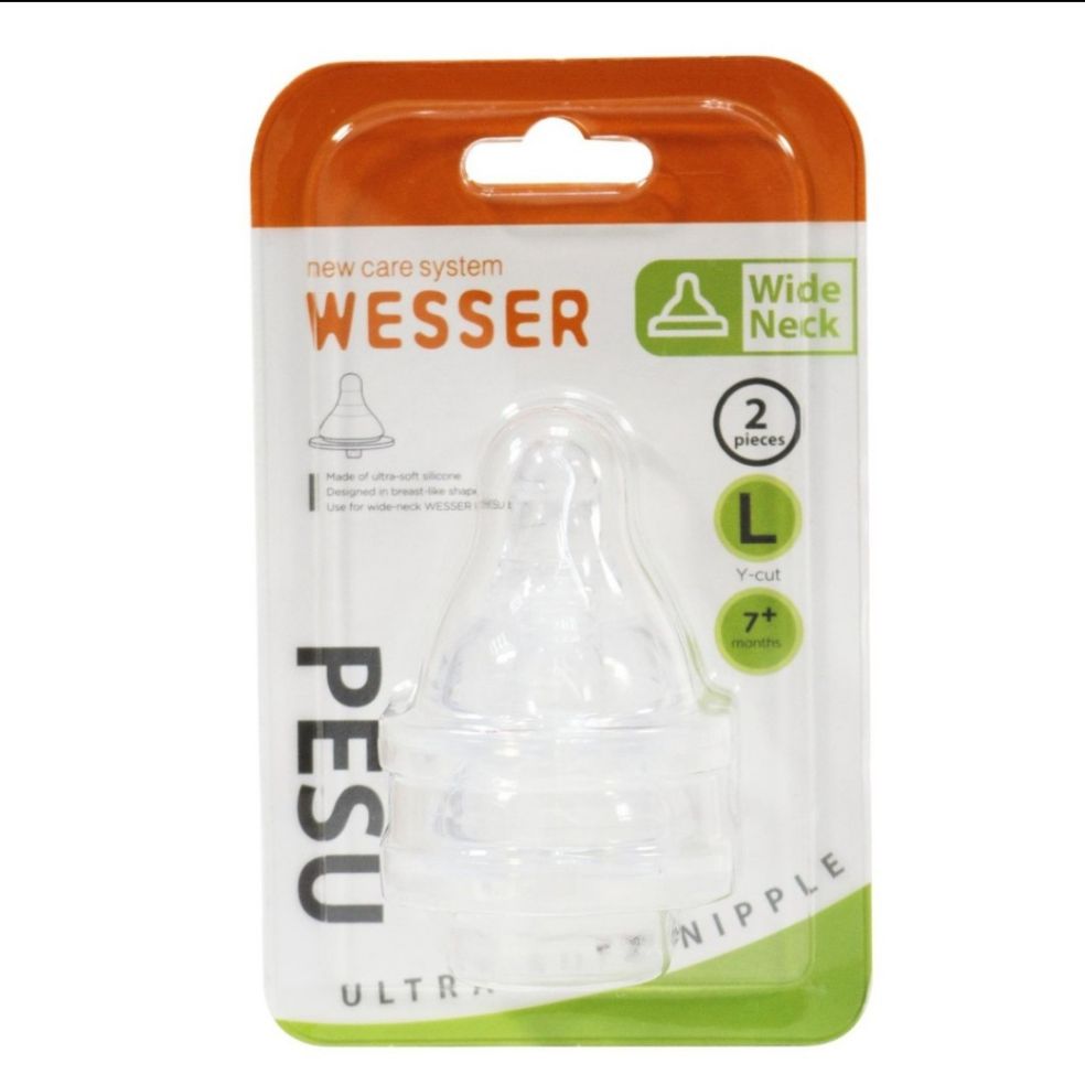Núm vú Wesser cổ rộng Pesu Size L núm ti silicon mềm an toàn cho bé 1 Vĩ /2 cái