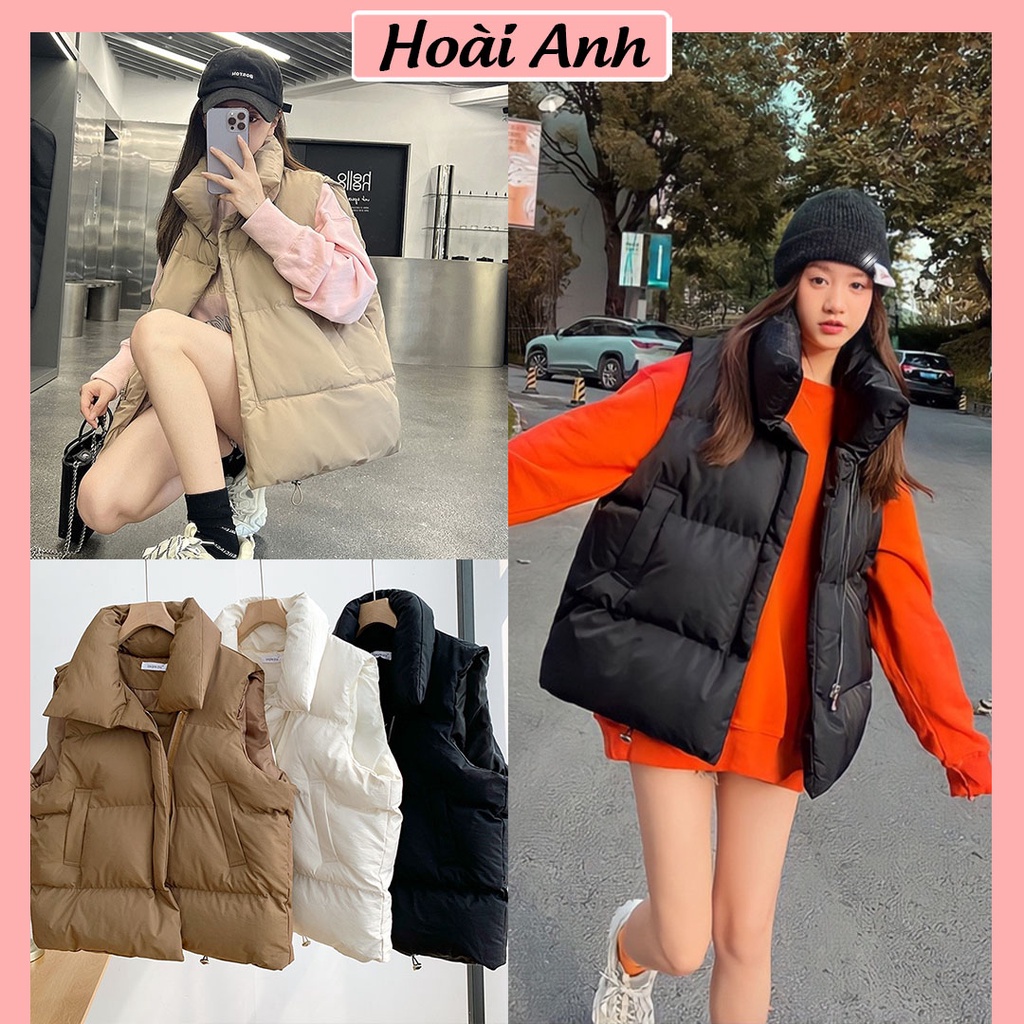 Áo khoác phao gile áo gile phao nữ sát nách dáng rộng freesize