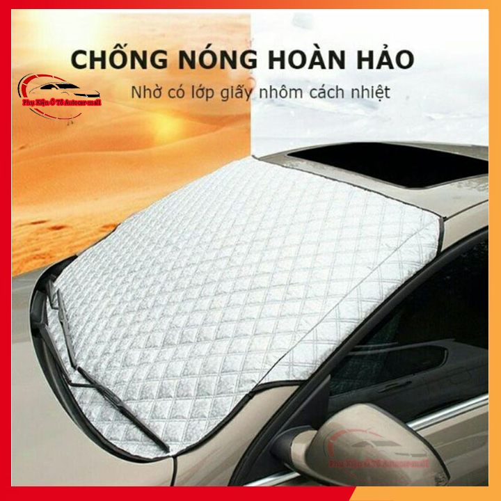 Bạt phủ kính lái ô tô 3 lớp phủ tráng nhôm cao cấp chống nắng, chống gió