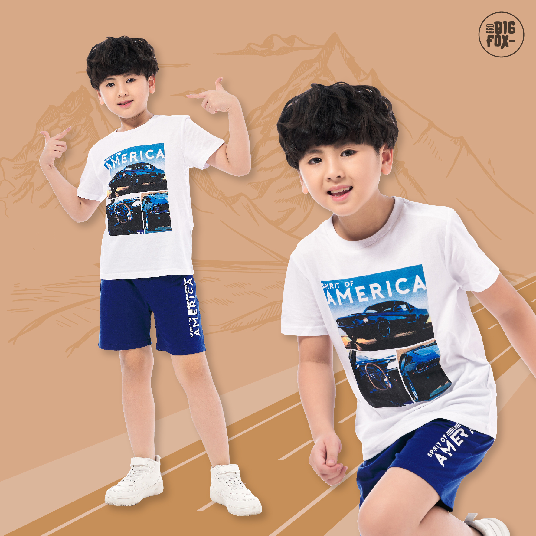 Bộ bé trai BIGFOX - MISS MEOW size đại bộ đồ cộc tay cho bé chất cotton phong cách Âu Mỹ hình in Ô tô America 10 – 38 QATE