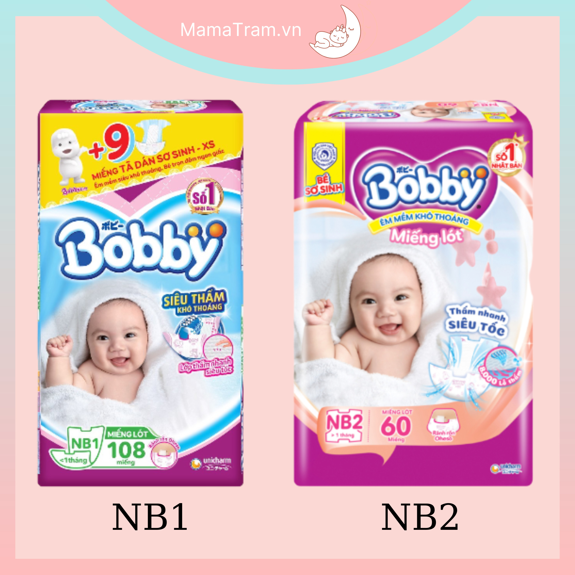 Miếng lót sơ sinh bobby newborn1 và newborn2