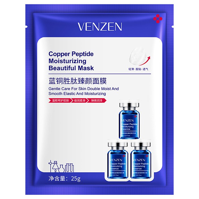 [GIẢM 5% ĐƠN 129K][HCM]Mặt Nạ Venzen Đồng Xanh Copper Peptide Moisturizing Beautiful Mask Dưỡng Ẩm Cải Thiện Tình Trạng Khô Da