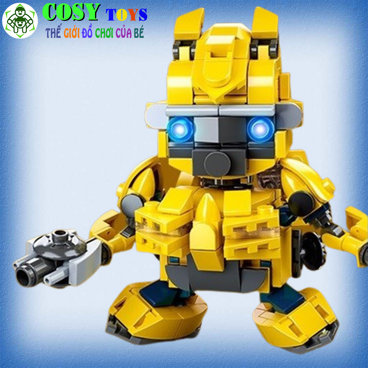 Đồ chơi lắp ghép xếp hình robot biến hình Bumbelee vàng với 216 mảnh ghép, mẫu robot lớn, khớp có cử động được và nhiều chi tiết cho bé