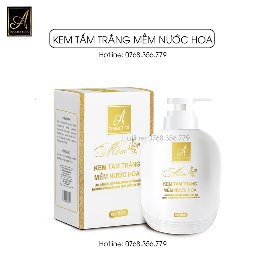 Kem Tắm trắng mềm nước hoa 150ml, Giúp Dưỡng ẩm, Bổ Sung Collagen, Trắng sau 1 lần sử dụng