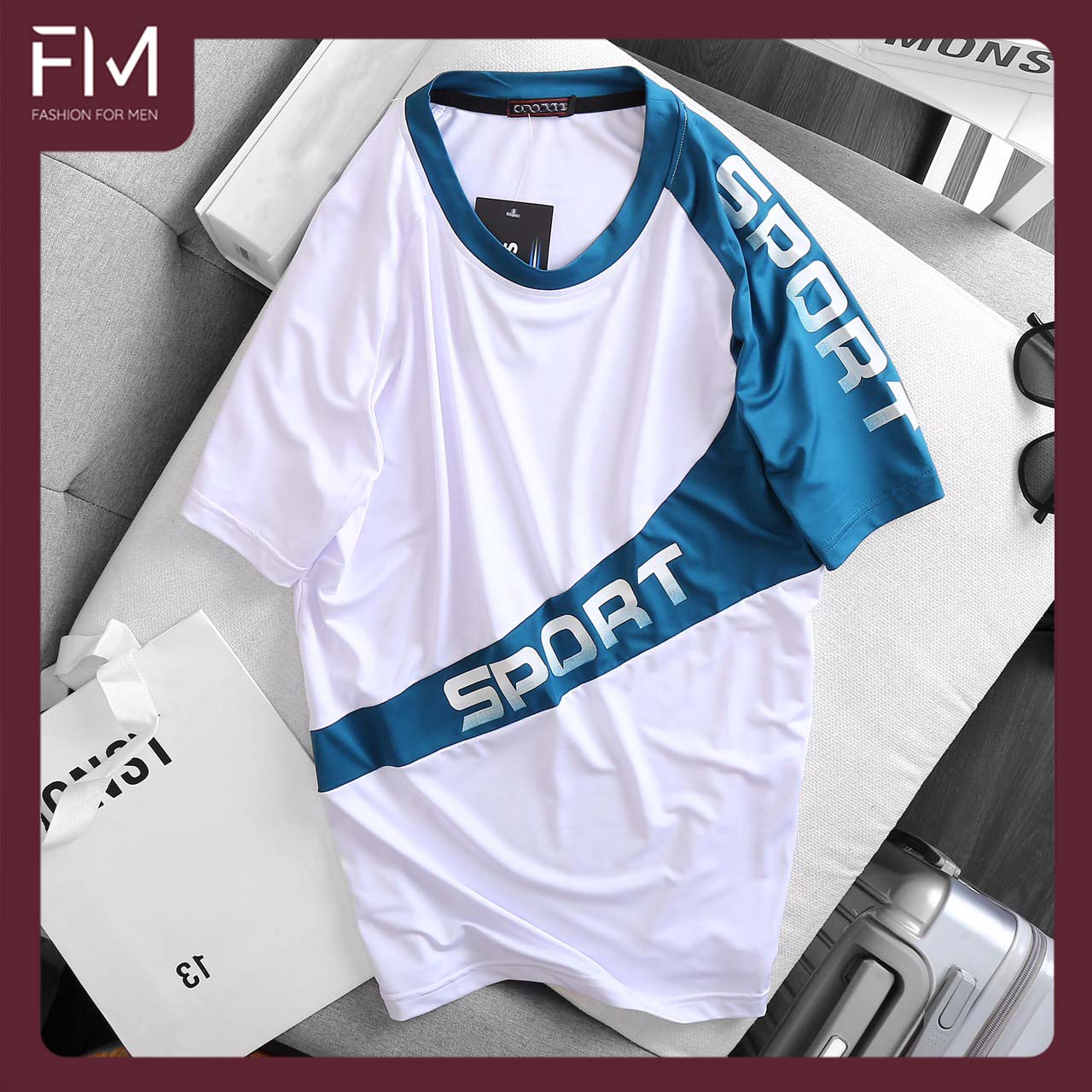 Áo thun thể thao nam cổ tròn áo phông nam form rộng phối màu mới lạ phong cách năng động - FORMEN SHOP - FMPS139