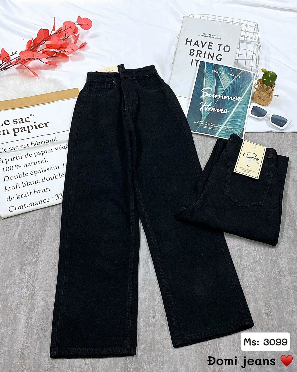 [HCM]Quần Baggy Jean Nữ Đen Trơn Ống Rộng Siêu Tôn DángLưng Cao Bao Đẹp Nha Khách-JT