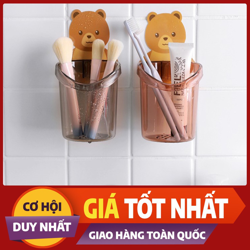 Ly cốc đựng bàn chải kem đánh răng dán tường hình gấu - Ly Cốc Gấu Đựng Bàn Chải Đánh Răng Dán Tường - Giá Treo Cốc Đựng Vật Dụng Cá Nhân Dán Tường Nhà Tắm Nhà Vệ Sinh