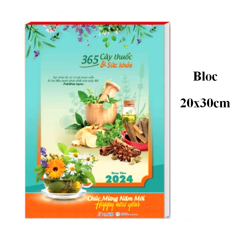 Lịch Bloc 2024 – Lịch Bloc siêu đại 20X 30 cm rời không bìa – Cây thuốc và sức khỏe