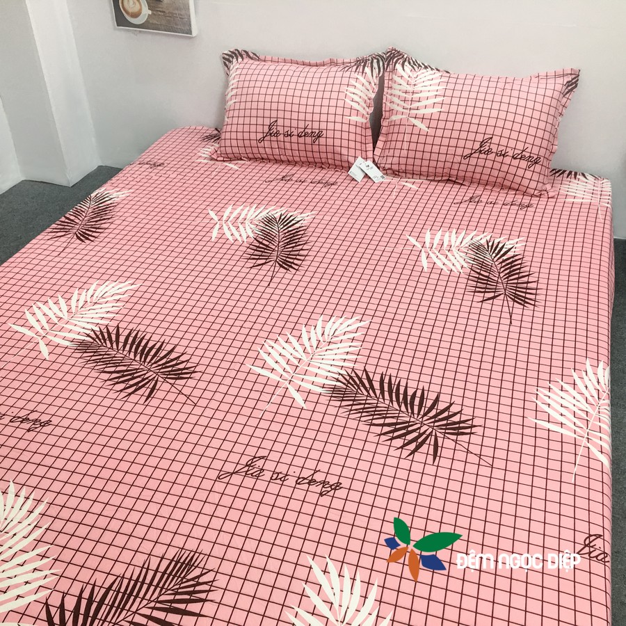 Bộ ga gối (1 Drap+ 2 vỏ gối) poly cotton mẫu dương sỉ hồng 1m2, 1m6, 1m8( không bao gồm chăn và ruột gối)
