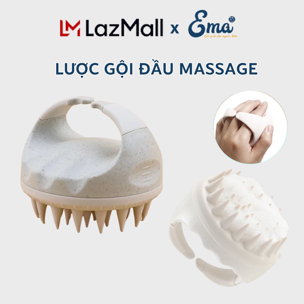 Lược gội đầu silicon massage tóc EMA - Tăng cường tuần hoàn máu, làm sạch da đầu, chân tóc