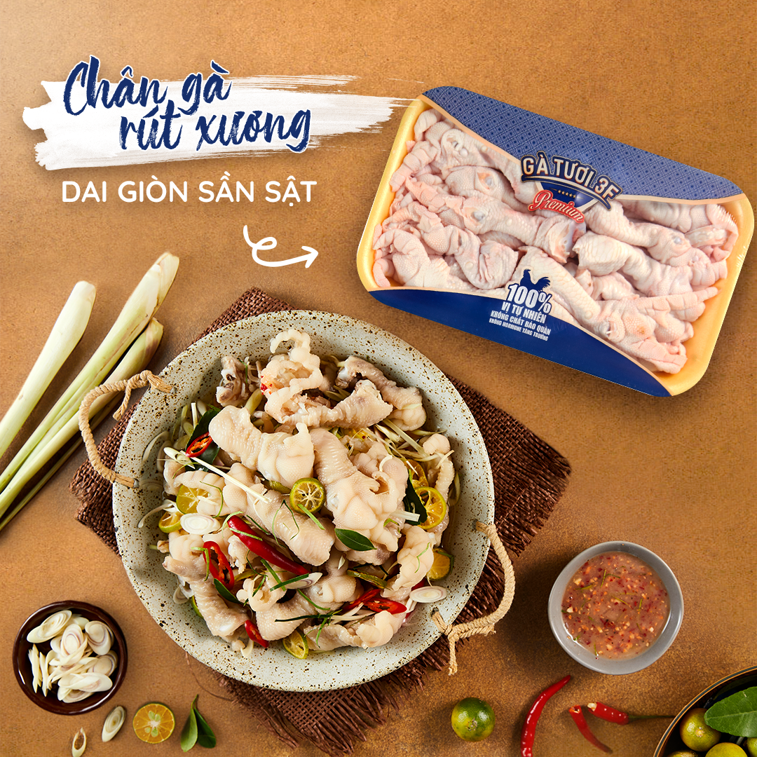 3F Chân gà rút xương 450 - 500g tươi [HCM] - Dai giòn sần sật, chân còn gân loại 1