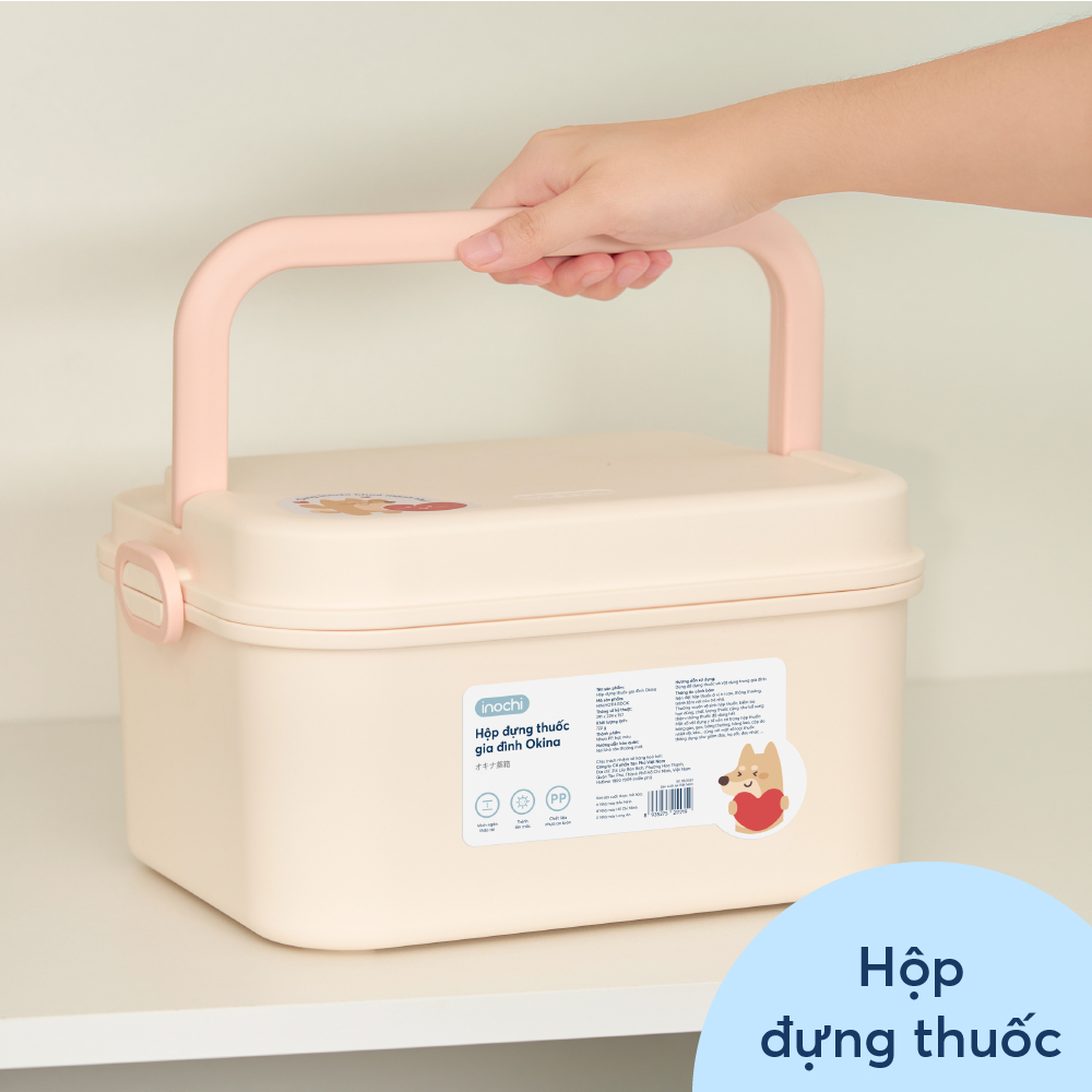 Hộp đựng thuốc gia đình Okina - Vách ngăn tháo rời - Chất liệu nhựa an toàn - Nắp đậy kín, tránh ẩm mốc