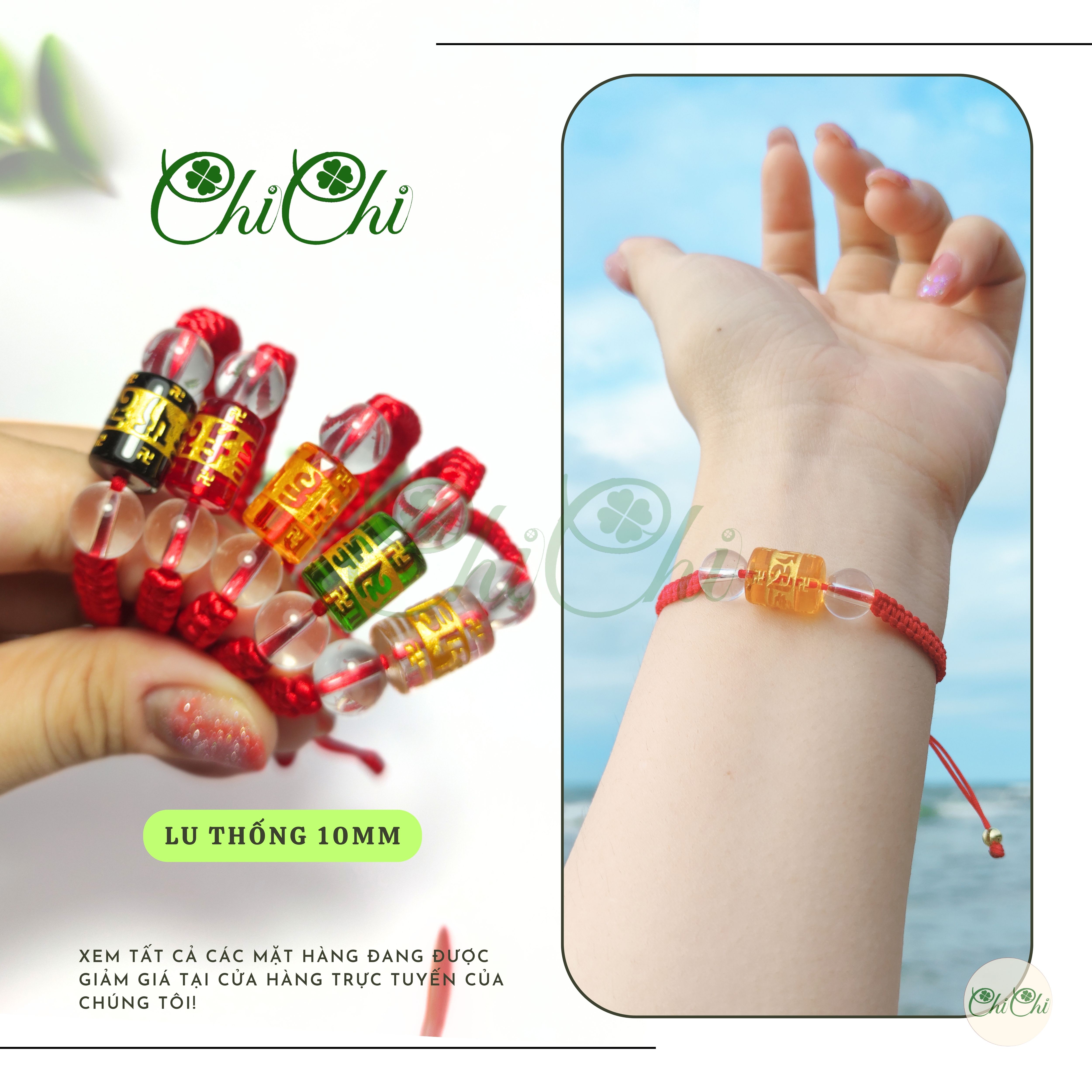 Vòng tay, lắc tay chỉ đỏ may mắn mặt lu thống - ms033