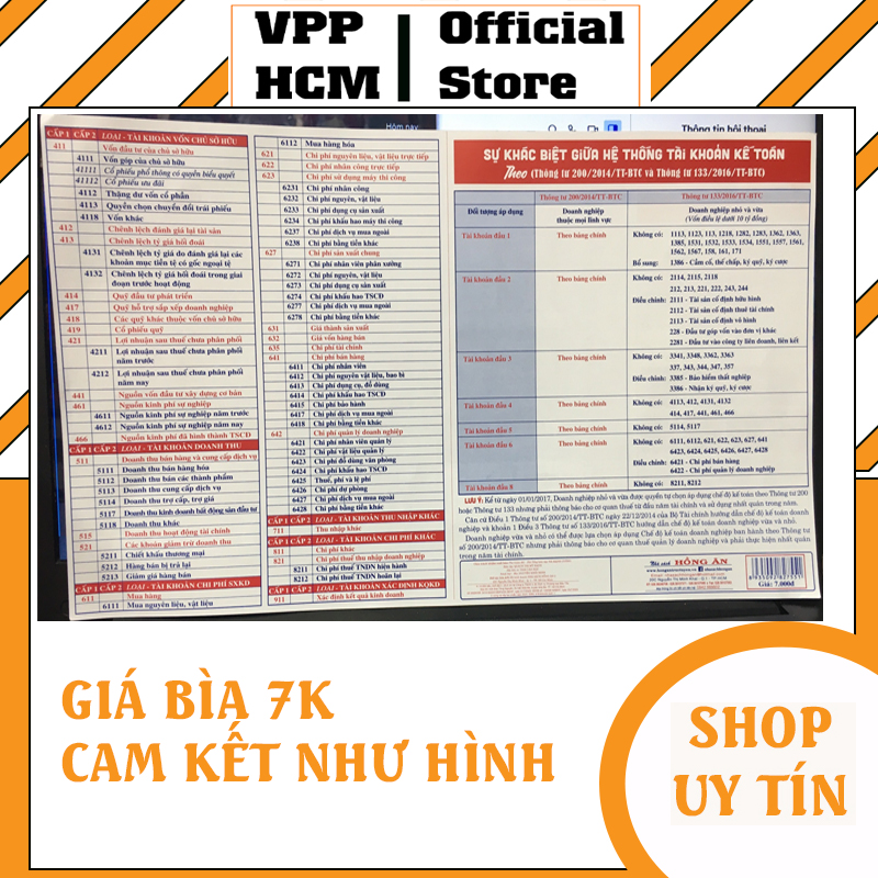Bảng tra Hệ Thống Tài Khoản Kế Toán