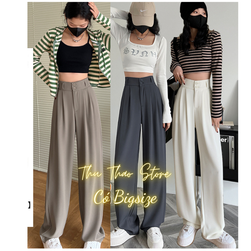 [Duy nhất 20H 10.11 - 13.11, Mua 2 giảm 10%] [Quần Tây Ống Suông Big Size Cạp Cao Dài 100cm]Quần vải vitex suông rộng Mềm Đẹp Quần Culottes Nữ Hot trend.