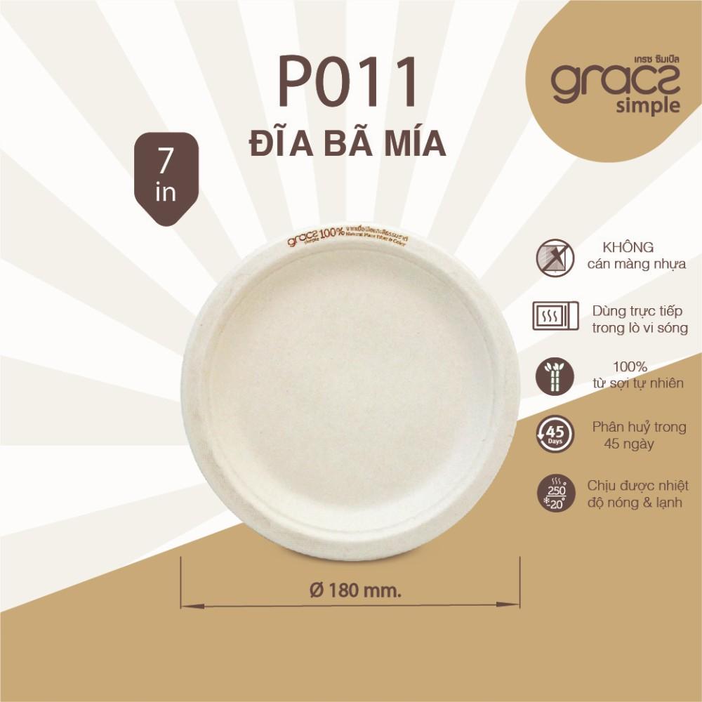 Gracs lốc 50 dĩa tròn bã mía 7inch hiệu