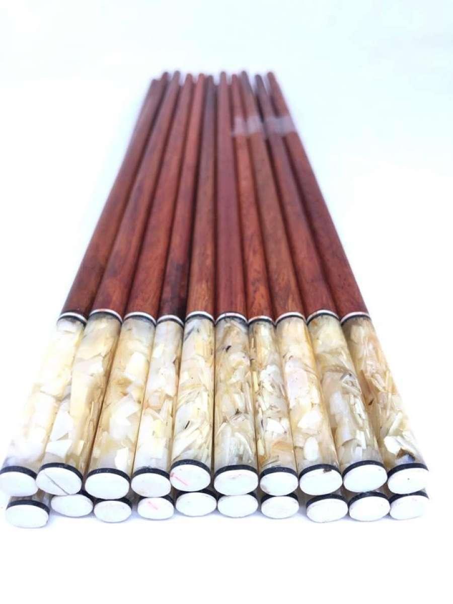 Đũa ăn gỗ Cẩm Lai tự nhiên đầu tròn khảm trai cao cấp bộ 10 đôi