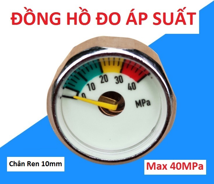 Đồng hồ đo áp suất chân 10 - 40mpa (Nhỏ) - chân ren 10mm, đồng hồ đo khí nén, đồng hồ áp, đồng hồ áp suất, đồng hồ cao áp, đồng hồ đo áp suất khí nén pkb
