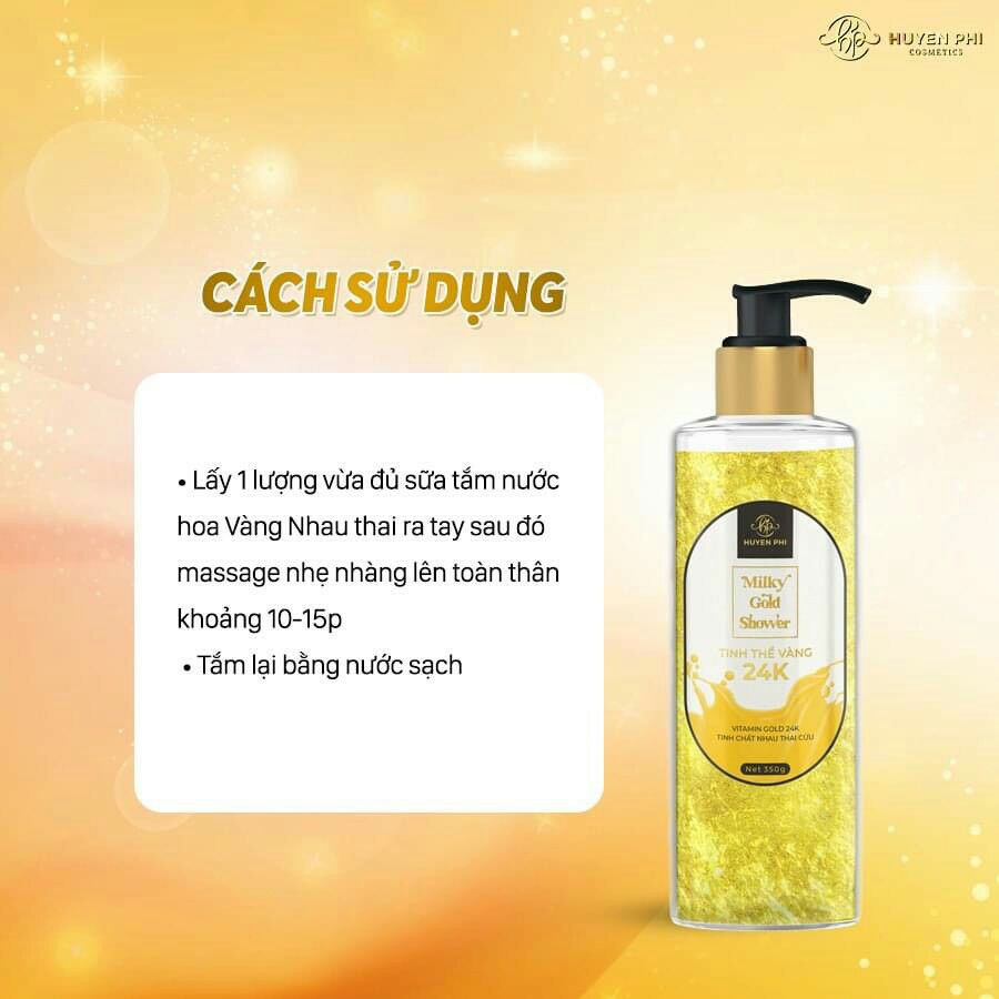 SỮA TẮM TRẮNG DA VÀNG 24K NHAU THAI CỪU HUYỀN PHI DƯỠNG TRẮNG DA