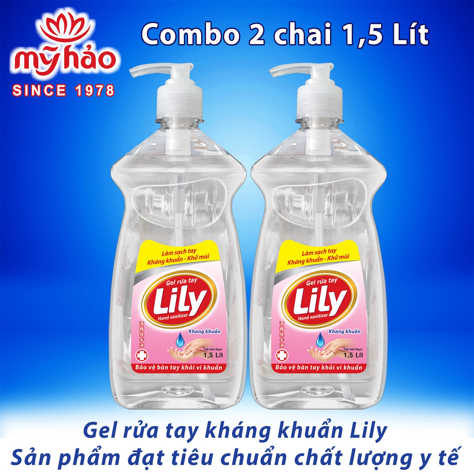 Combo 2 chai gel rửa tay khô kháng khuẩn lily