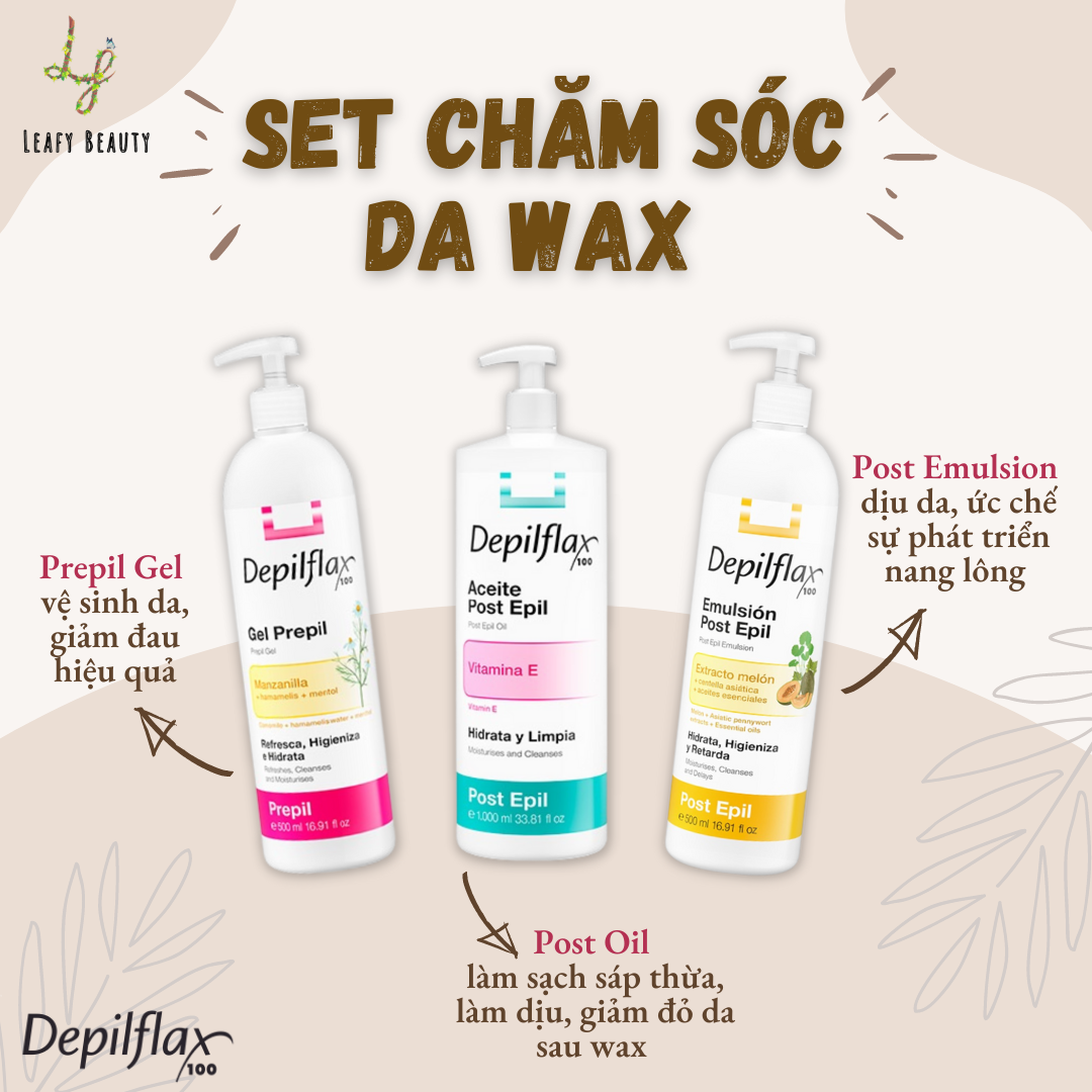 Combo dưỡng da trước & sau khi wax - Depilflax100 - Vệ sinh, giảm đau, giảm đỏ, giảm kích ứng tức thì - Leafy Beauty