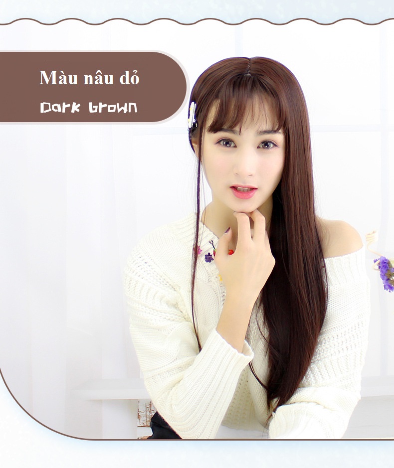 Tóc giả nguyên đầu thẳng, tóc cả đầu thẳng dài 60cm A209, tóc giả nữ