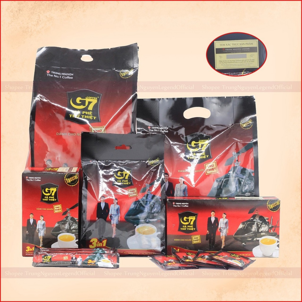 Cà phê sữa hòa tan g7 3in1 trung nguyên - bịch 50 gói vuông