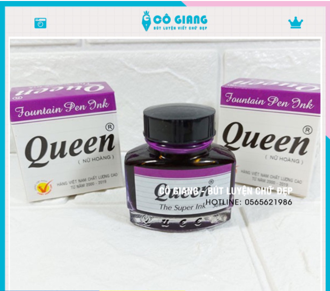 Mực Queen 30ml Mực Viết Bút Máy Học Sinh Tiểu Học Mực Viết Máy Màu Tím