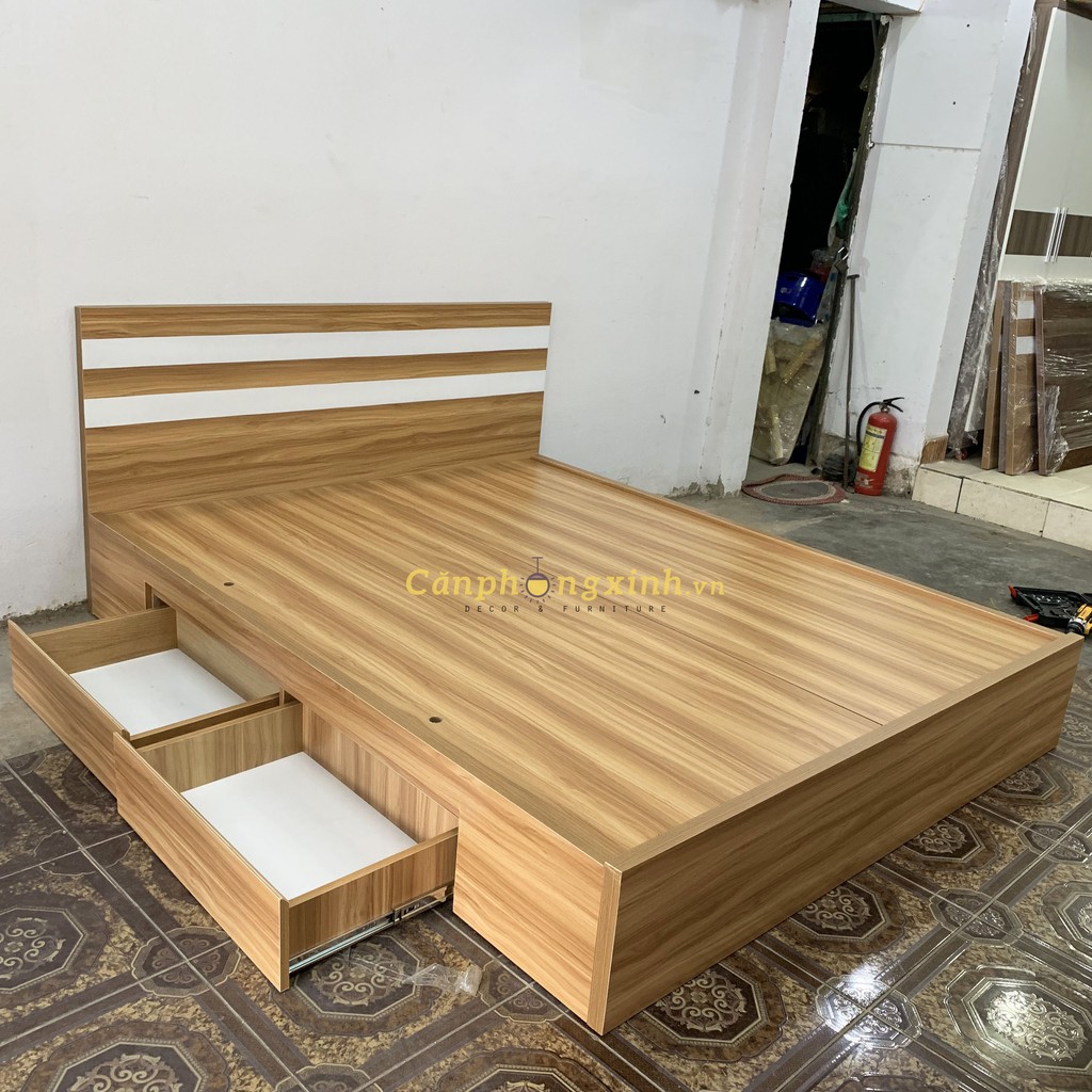 Giường ngủ gỗ cn mdf 2 hộc kéo cpx-g28