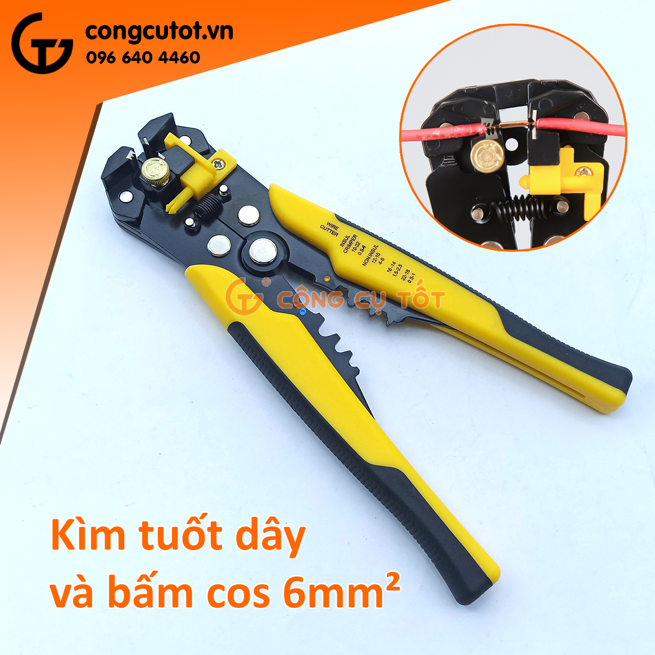 Kìm tuốt dây điện, dây cáp, bấm cos đa năng cao cấp