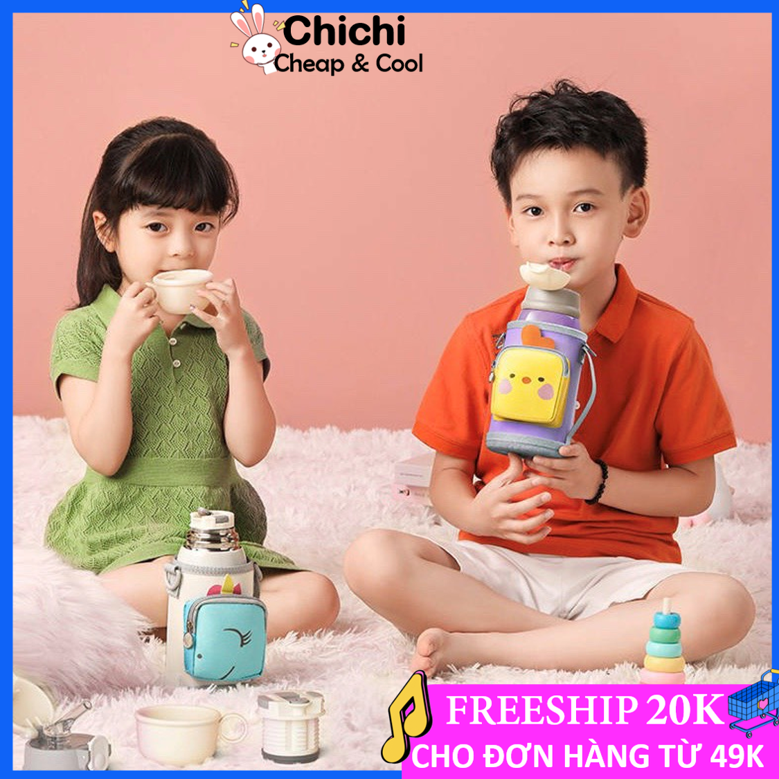 Bình nước giữ nhiệt 550ml inox 304 cao cấp BGN15 ChiChi Phong cách hoạt hình cute.Bình giữ nhiệt cho bé có thể giữ nhiệt nóng lạnh 6-8 tiếng.Tặng kèm túi xách đựng bình nước bảo vệ chống sốc và rơi rớt.