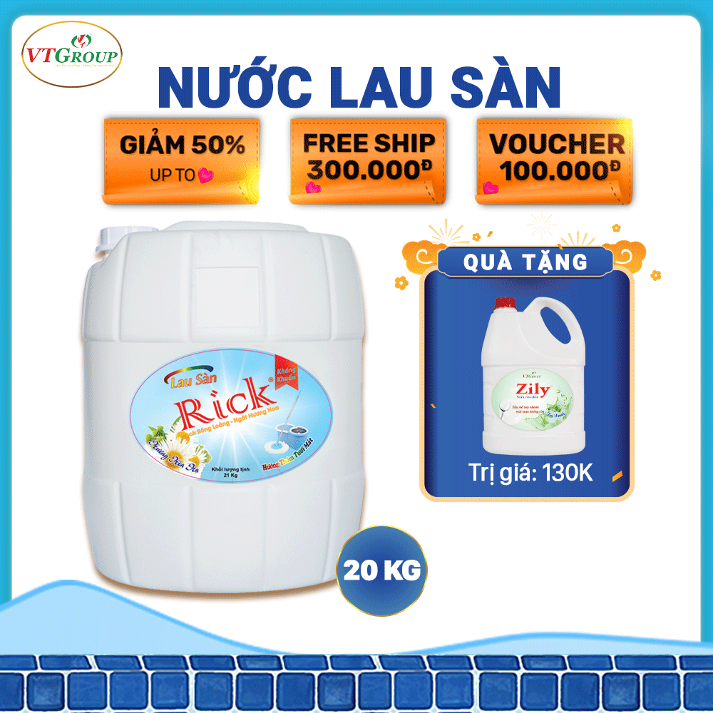 Lau sàn rick can 20kg - tặng 1 nước rửa chén chanh dây 4.7kg