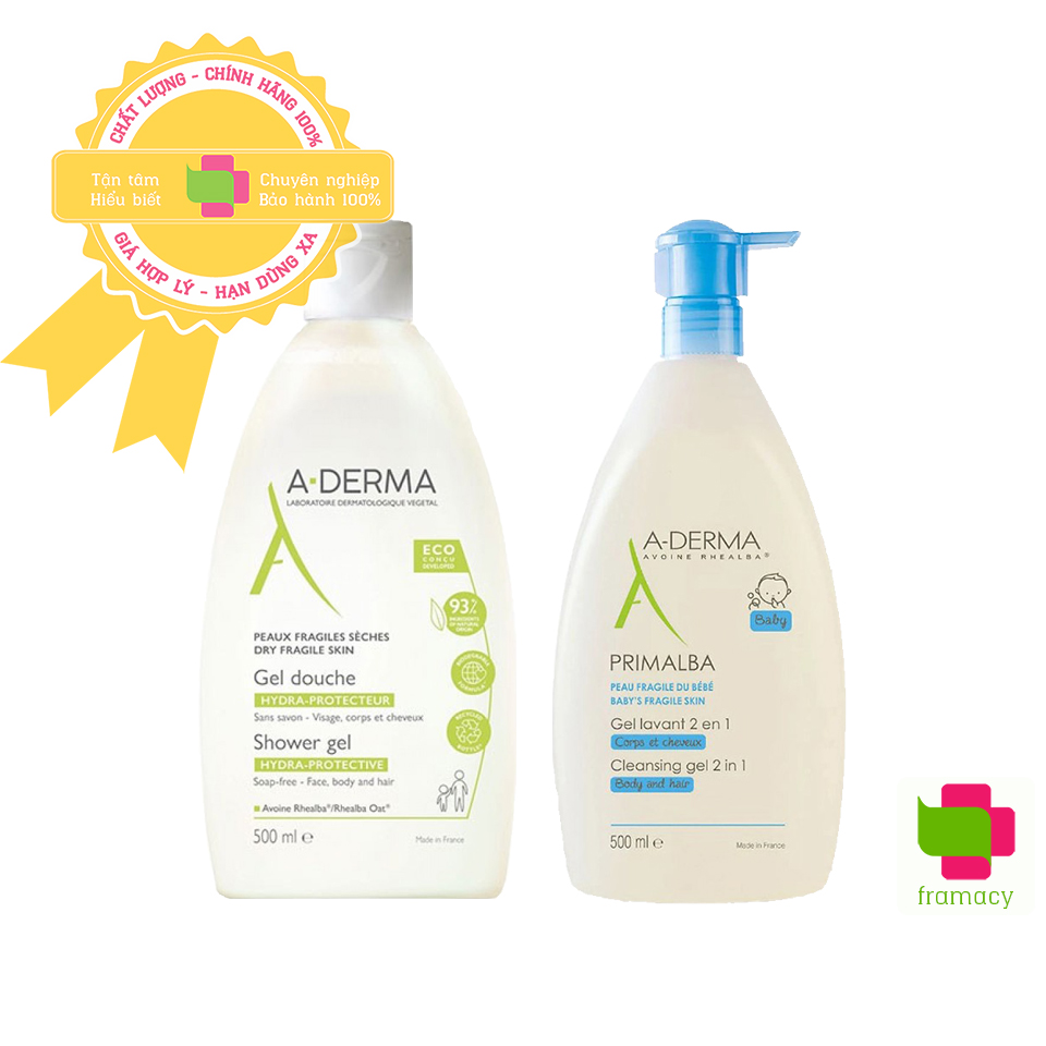 Sữa tắm Aderma Pháp 200ml 500ml 750ml giúp giảm mụn lưng v. lỗ chân lông