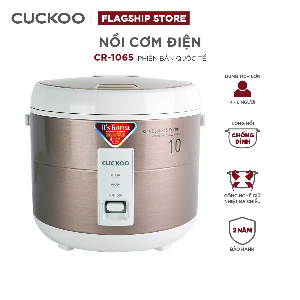 Nồi cơm điện Cuckoo 1.8L CR-1065 - Giữ ấm tối đa, lòng nồi chống dính  - Hàng chính hãng Cuckoo Vina
