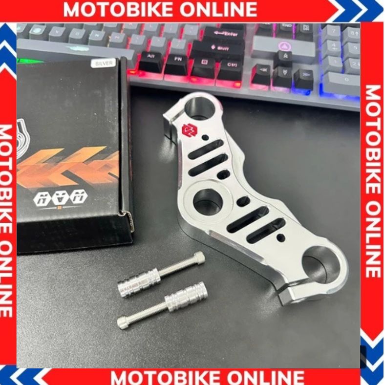 Chảng ba CNC 3D Ver3 Suzuki Satria Raider Fi - Màu trắng ( Có ốc và lắp như zin)