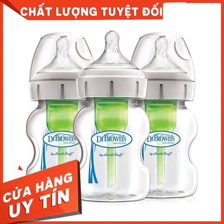 Bình sữa thủy tinh dr browns cổ rộng option plus dung tích 150ml & 270ml