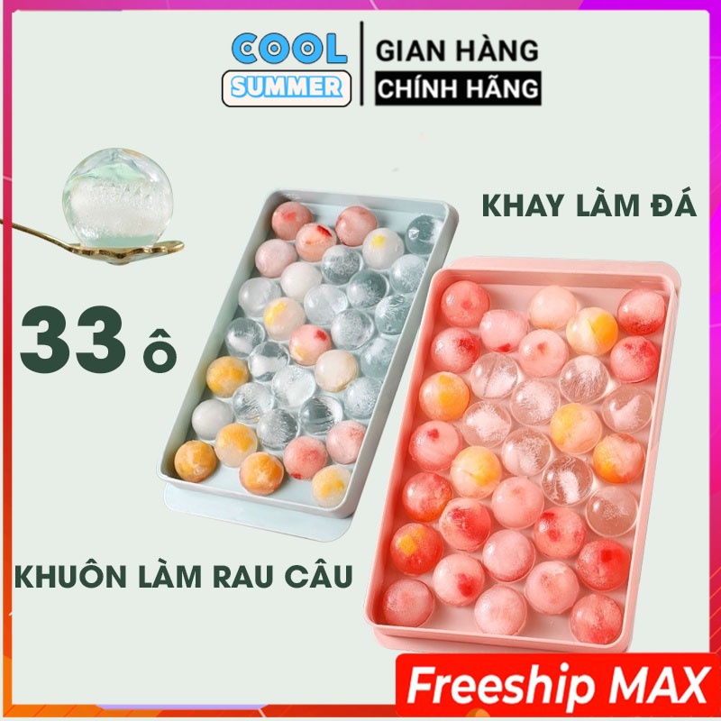 - Khay đá, khuôn đá, khuôn làm thạch vỉ 33 viên dang tròn có nắp đậy an toàn tiện lợi
