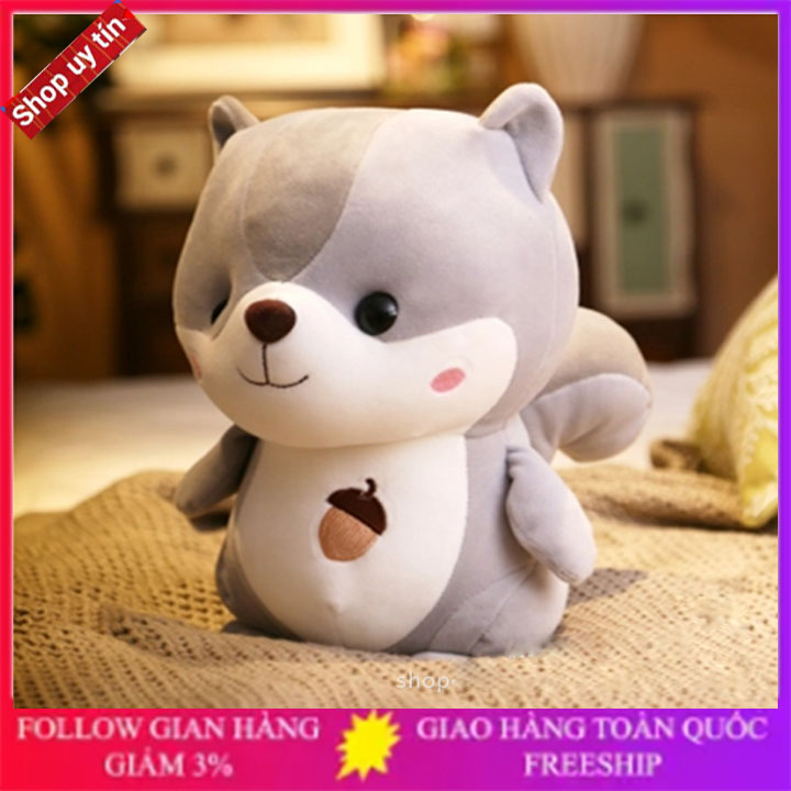 Gấu bông , thú nhồi bông - Sóc Xám