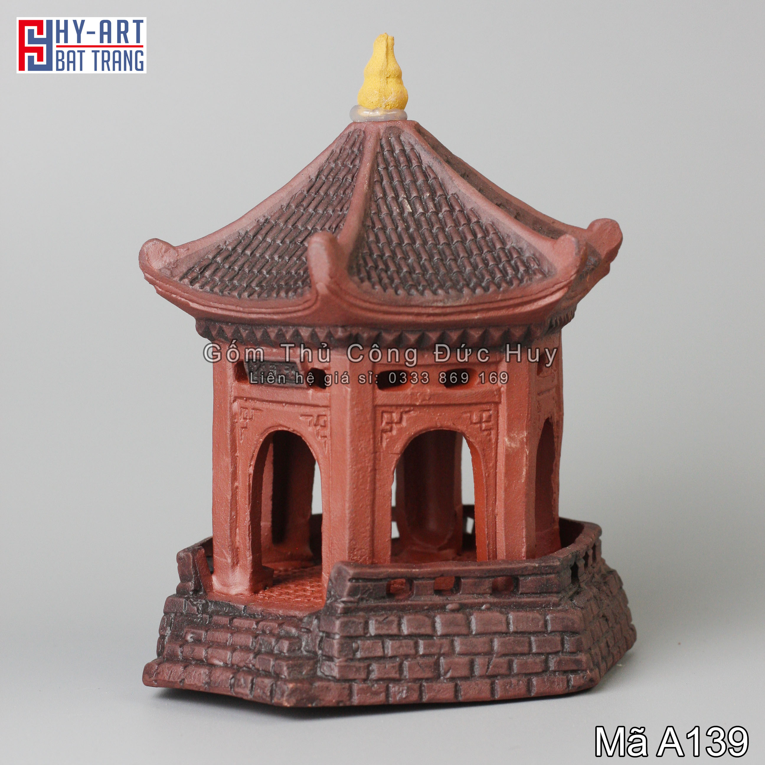 Mô hình Gốm Lầu Lục Lăng Phụ Kiện Trang Trí Hòn Non Bộ - Tiểu Cảnh - Bể Cá - Chậu cây