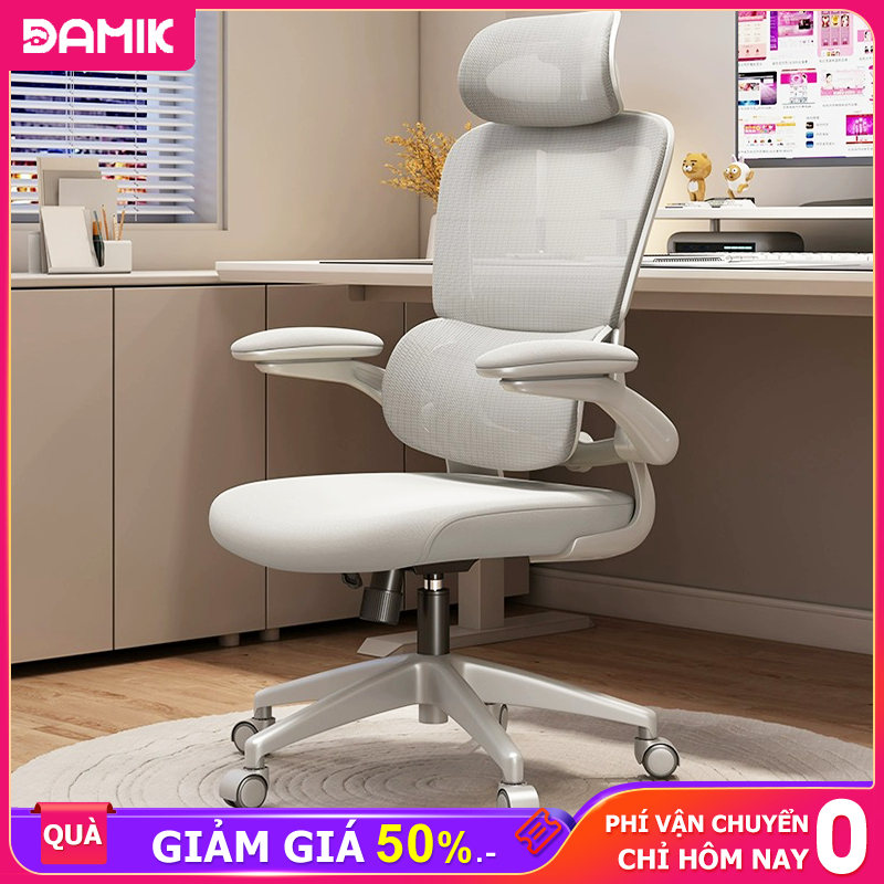 DAMIK Ghế Công Thái Học vải lưới thoáng khí tựa lưng êm ái tựa đầu và cổ kê tay tiện ích