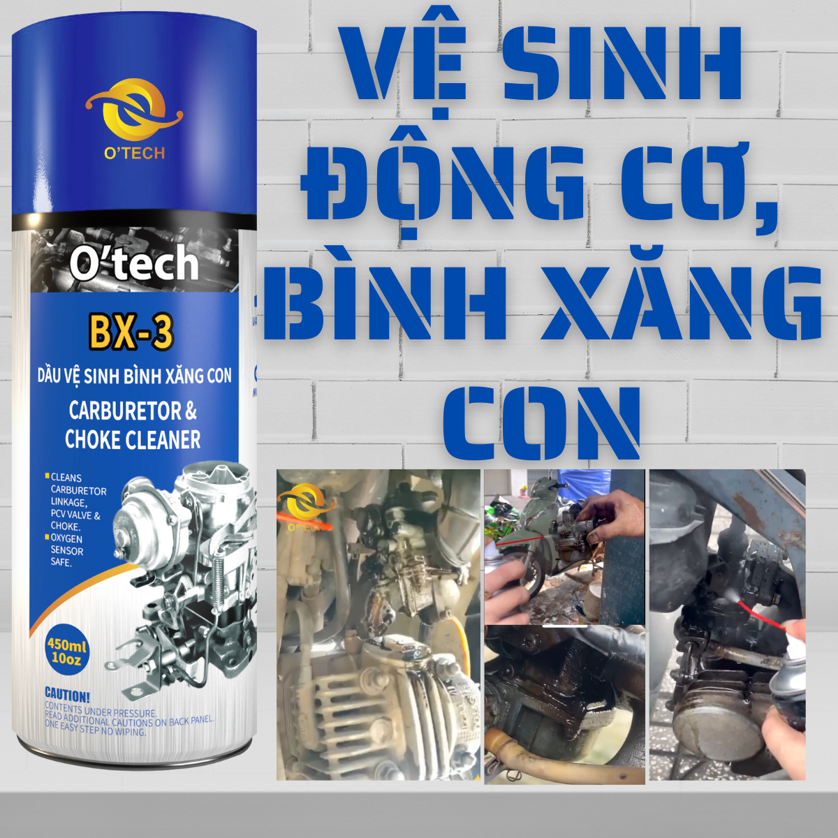 Bình xịt vệ sinh bình xăng con , động cơ, chi tiết máy O'tech BX-3 Dầu Vệ Sinh Bình Xăng Con